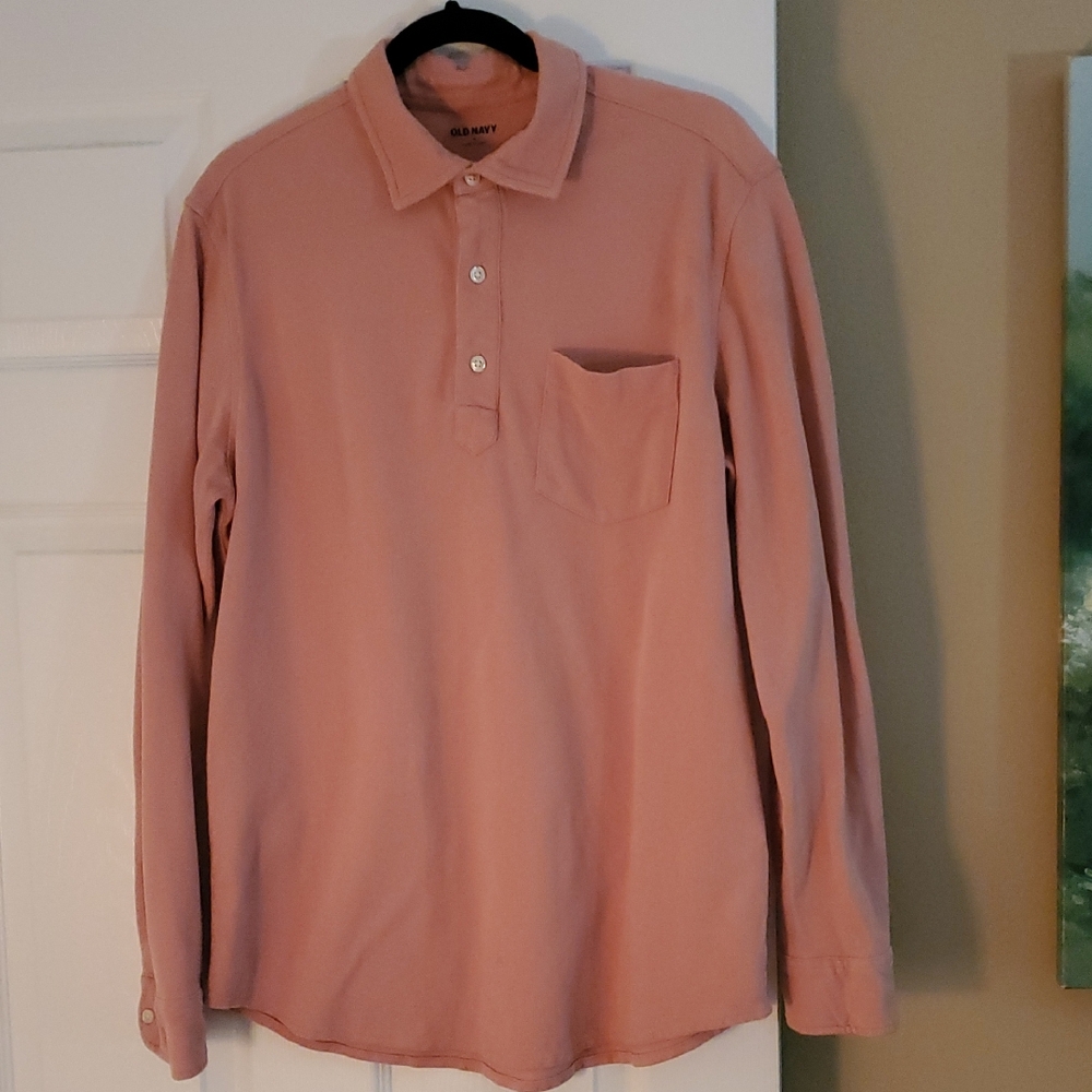 Old Navy Men's Casual Long Sleeve Button Down in Soft Coral